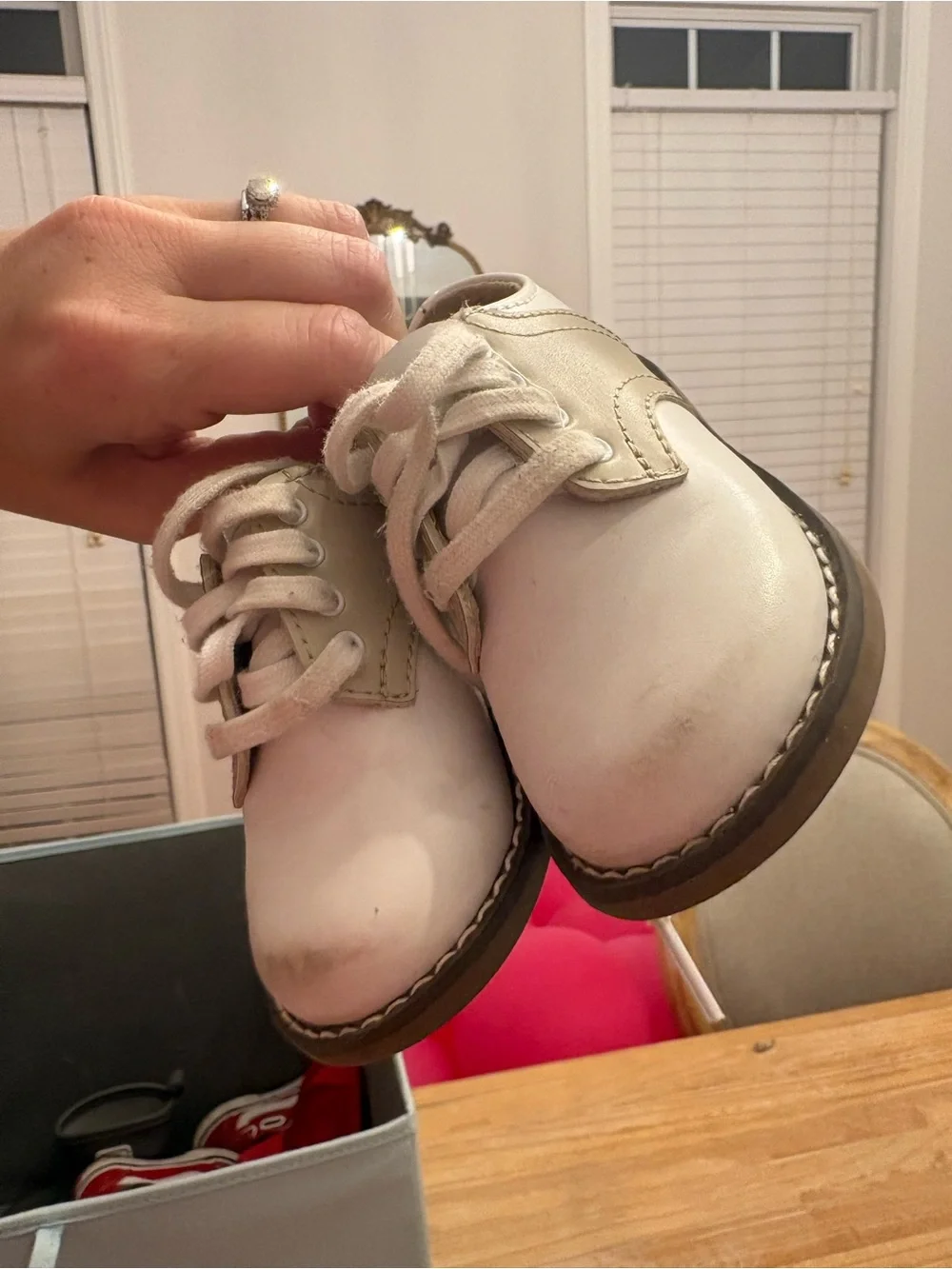 FootMates White and Tan Kids Lace-Up Dress Shoes